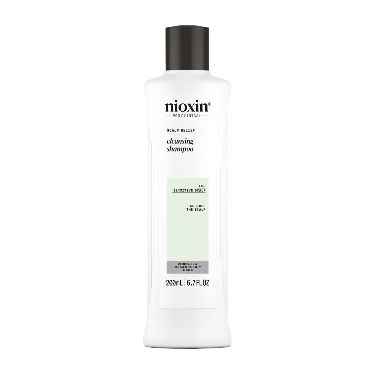 NIOXIN Scalp Relief Cleansing Shampoo bottle with soothing formula for irritated scalps.