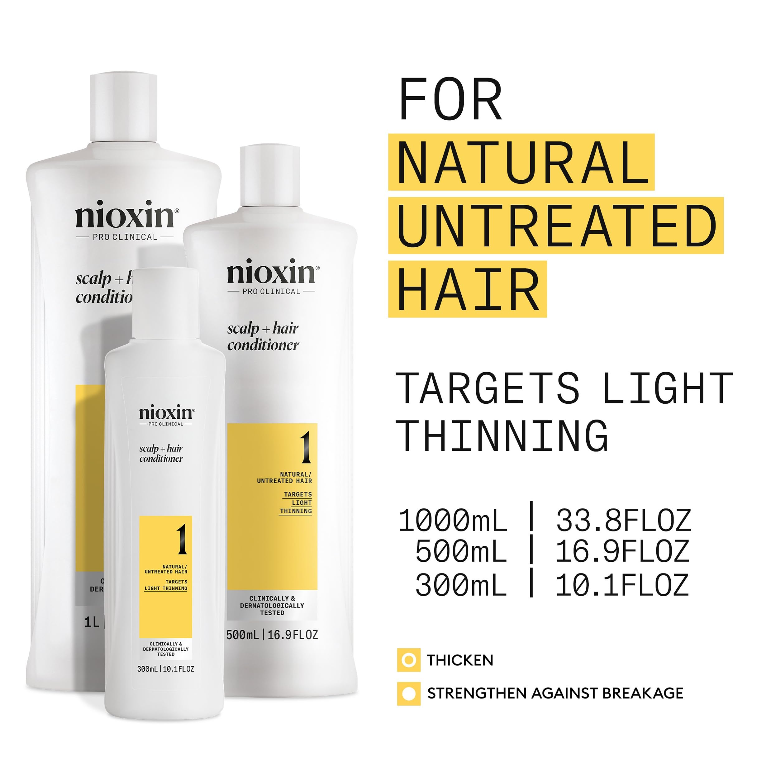 Nioxin System 1 conditioner label closeup featuring BioAMP technology.