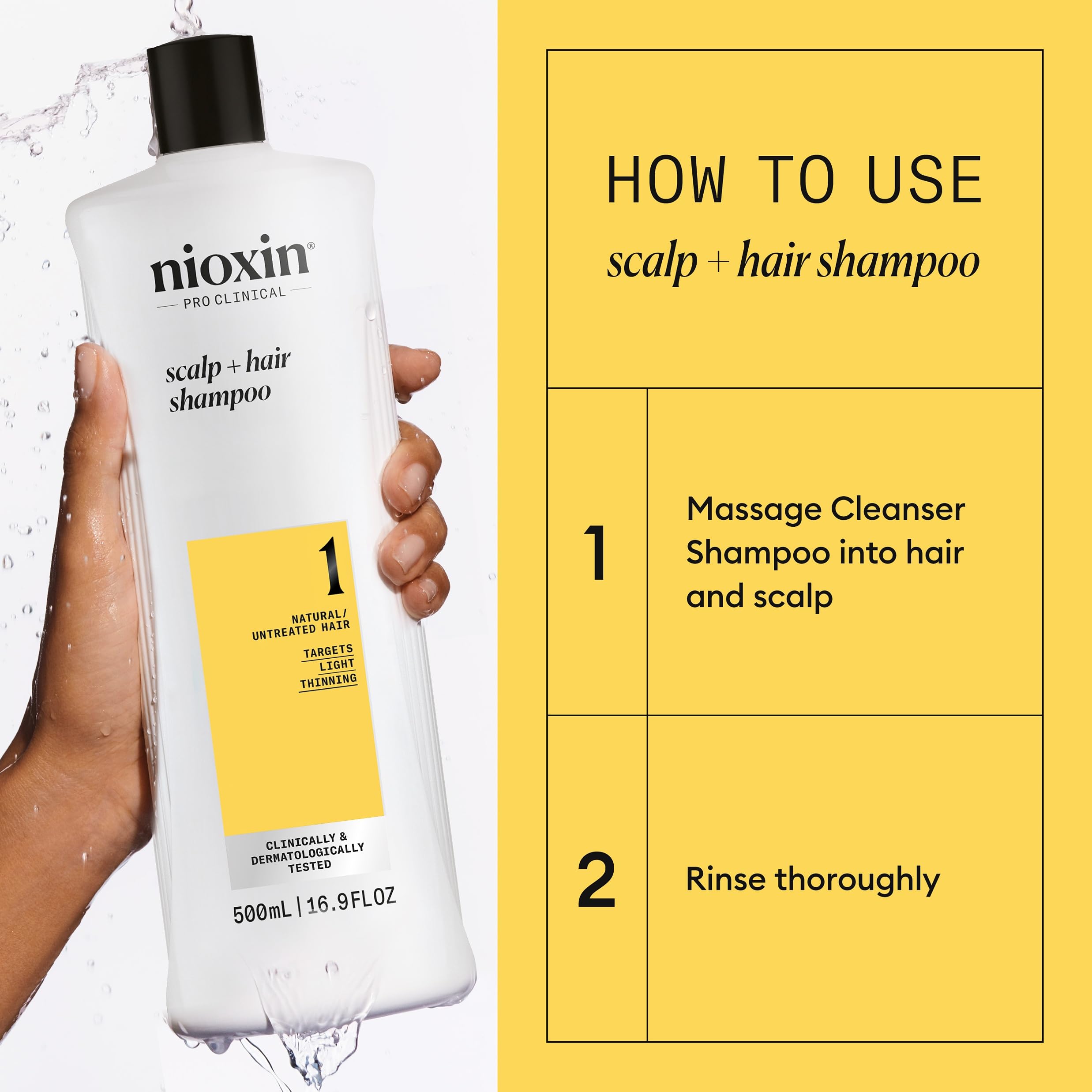Nioxin System 1 packaging display showcases complete scalp and hair care kit.