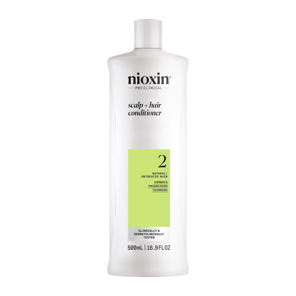 Nioxin System 2 bottle front view, ideal for progressed thinning.