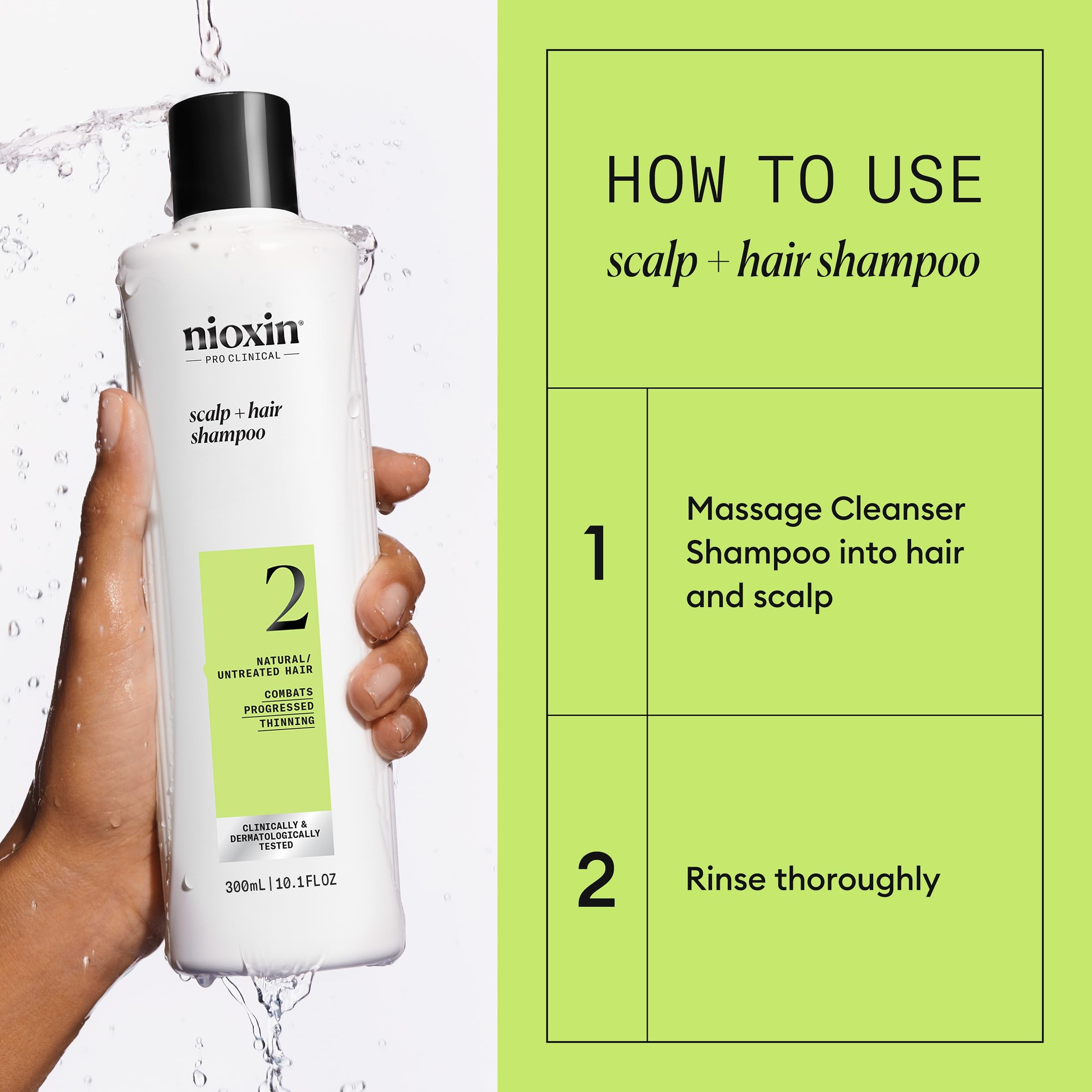 Side view of Nioxin System 2 bottle emphasizing ergonomic design.
