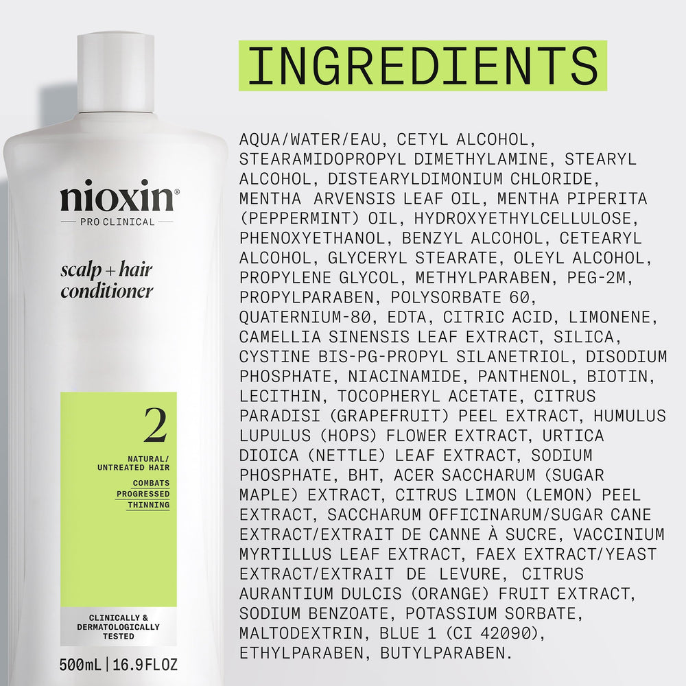 Nioxin System 2 bottle beside natural towel background.