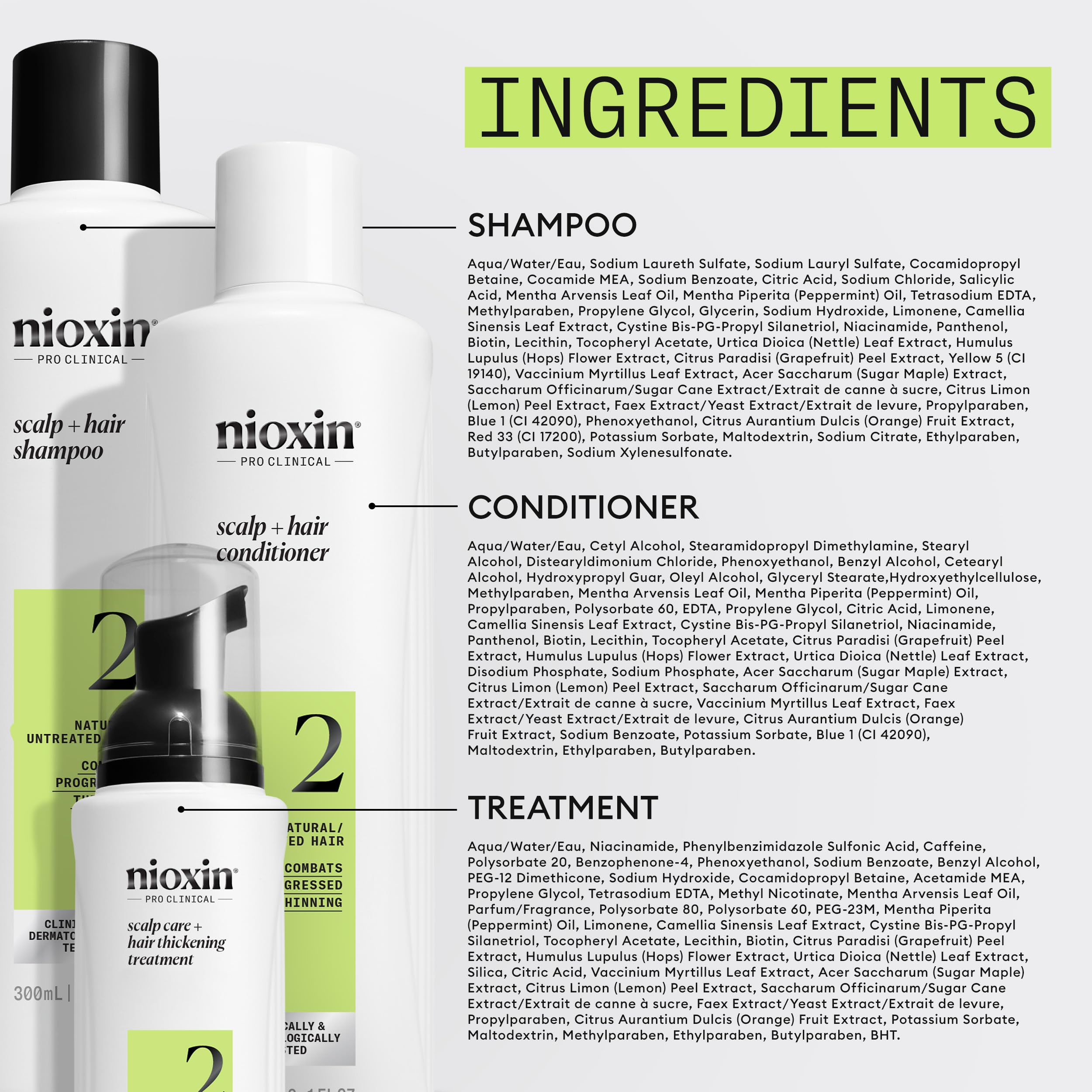 Nioxin System 2 label detail highlights usage steps