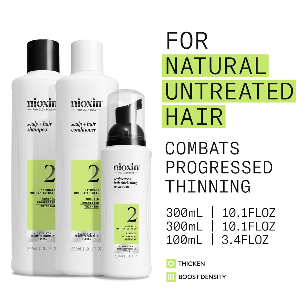 Nioxin System 2 scalp and hair treatment tube supports fuller-looking strands.