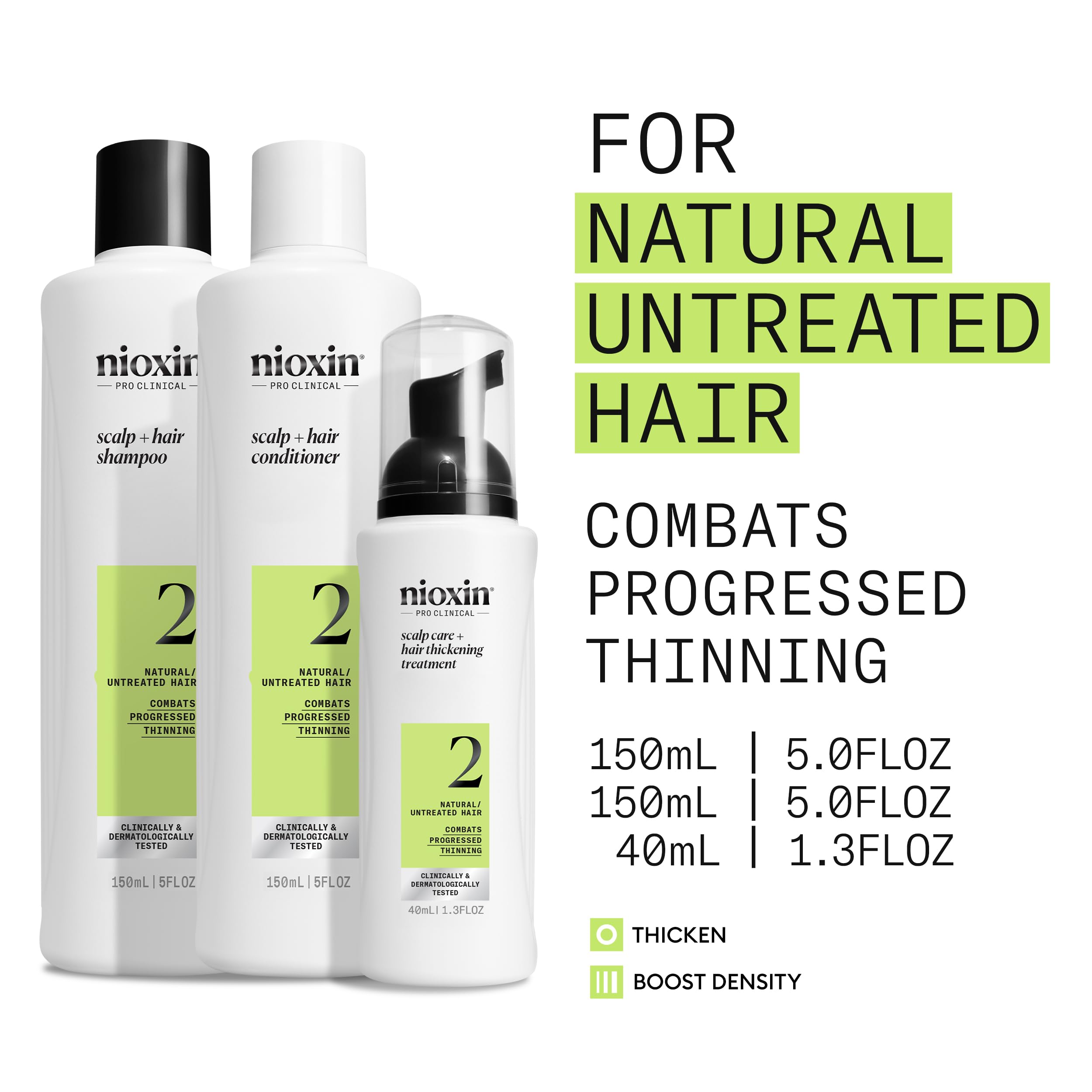 Nioxin System 2 scalp and hair treatment bottle adds volume