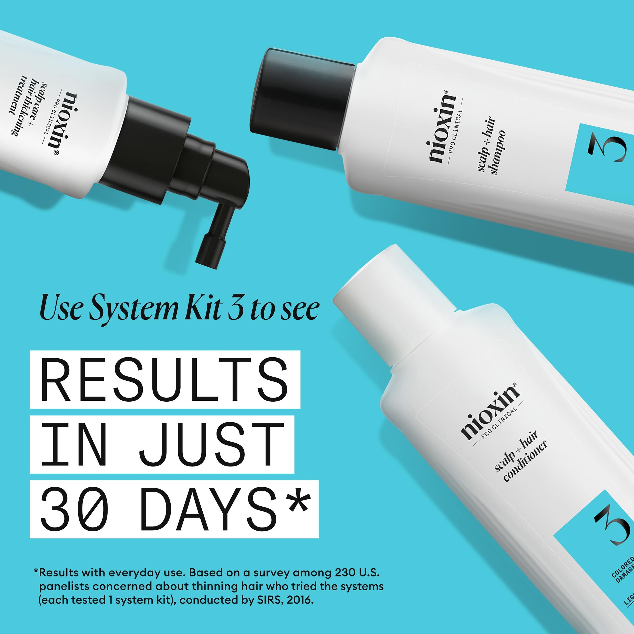 Nioxin System 3 color-treated hair results show increased volume and vibrancy.