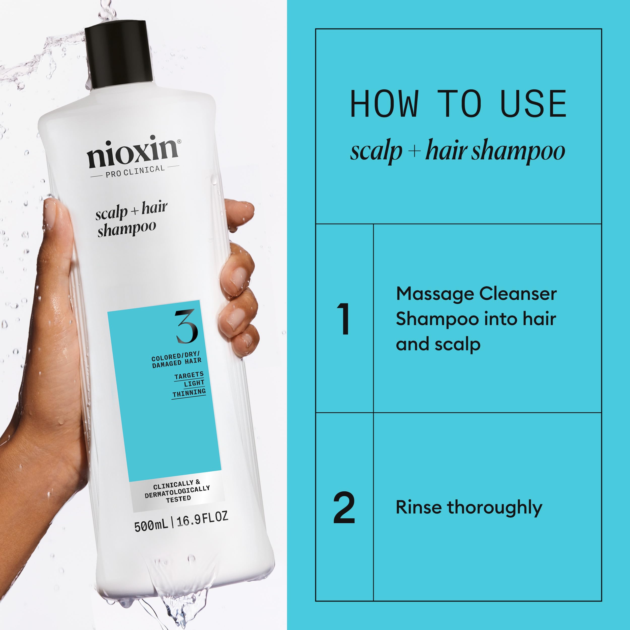 Nioxin System 3 dry scalp moisture swatch shows soothing hydration