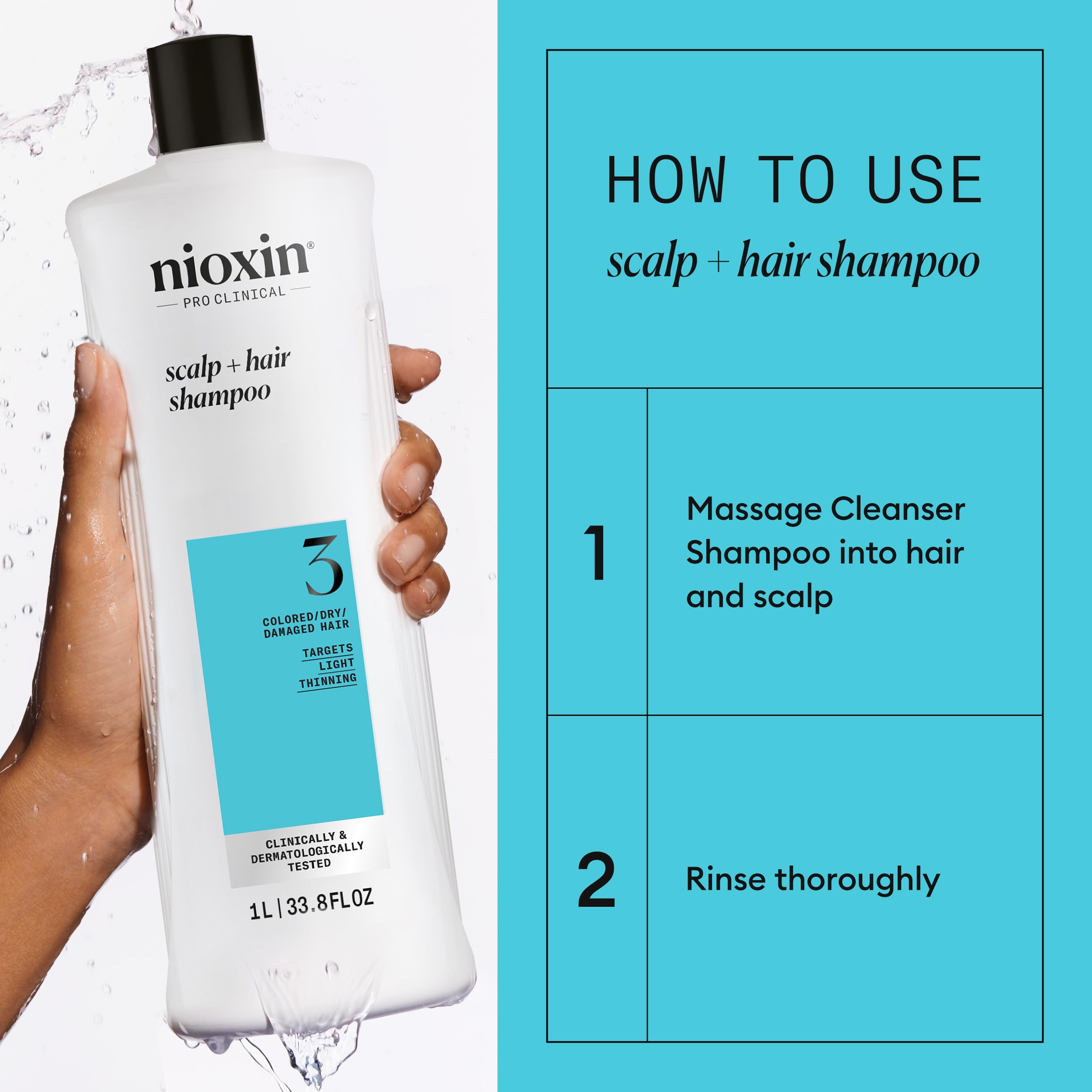 Nioxin System 3 kit back label showing usage directions
