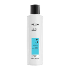 Nioxin System 3 shampoo bottle front view for color-treated hair cleanses gently.