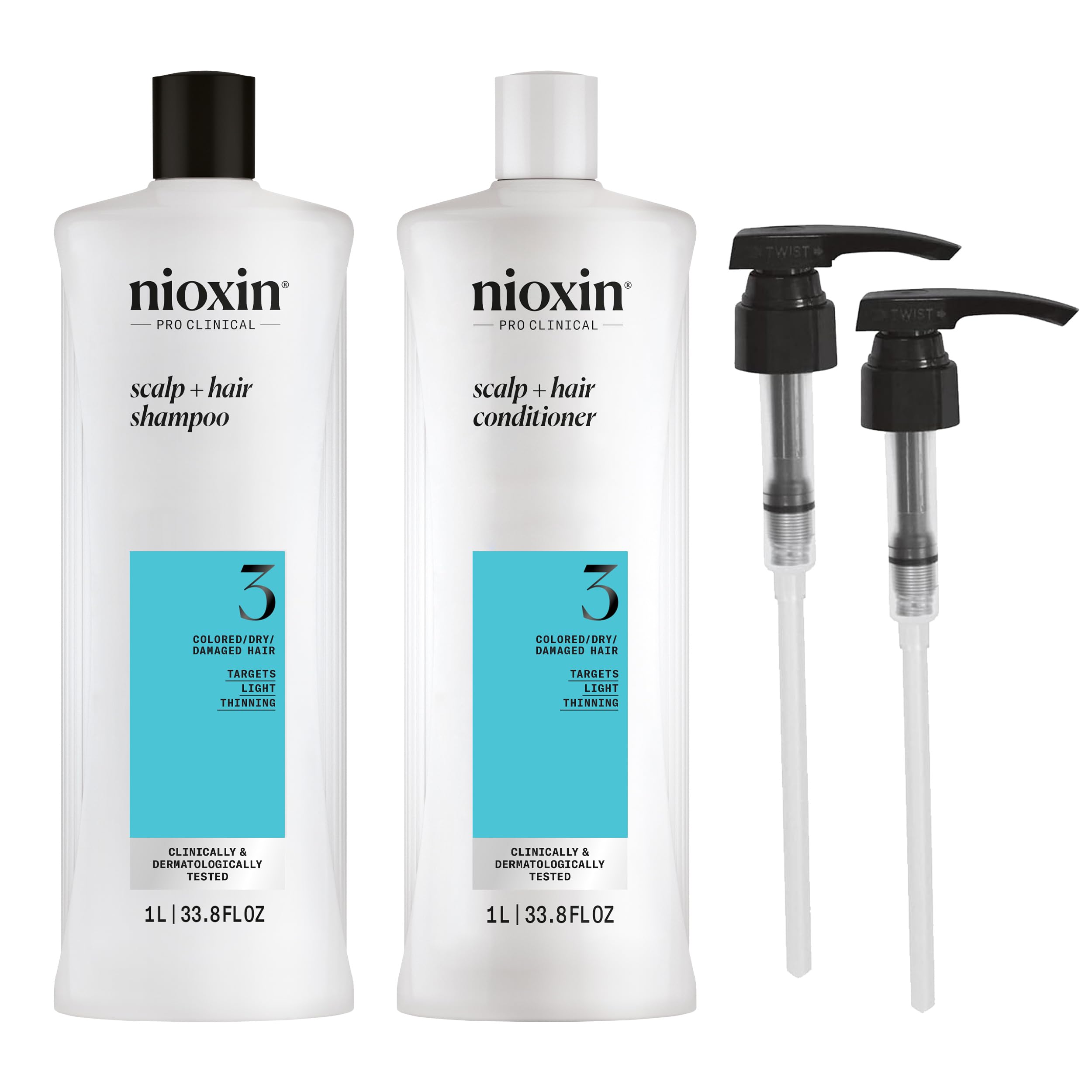 Nioxin System 3 shampoo bottle close-up for color-treated hair with gentle cleansing