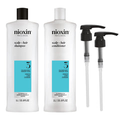 Nioxin System 3 shampoo bottle close-up for color-treated hair with gentle cleansing