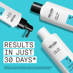 Nioxin System 3 thickening treatment bottle close-up delivering scalp nutrients