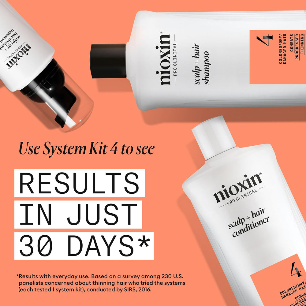 Nioxin System 4 bottle with pump for easy daily use.
