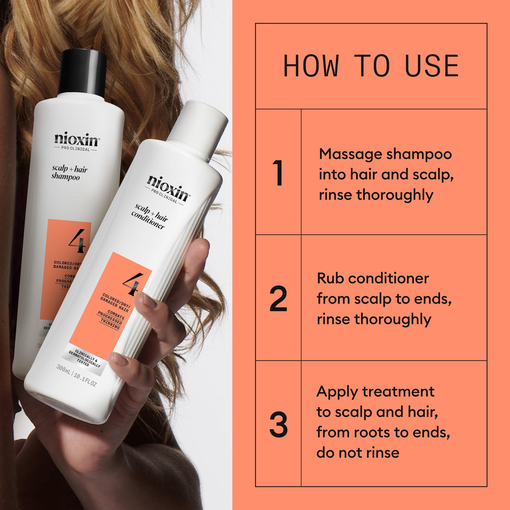 Nioxin System 4 colored hair profile supports color-safe care for thinning
