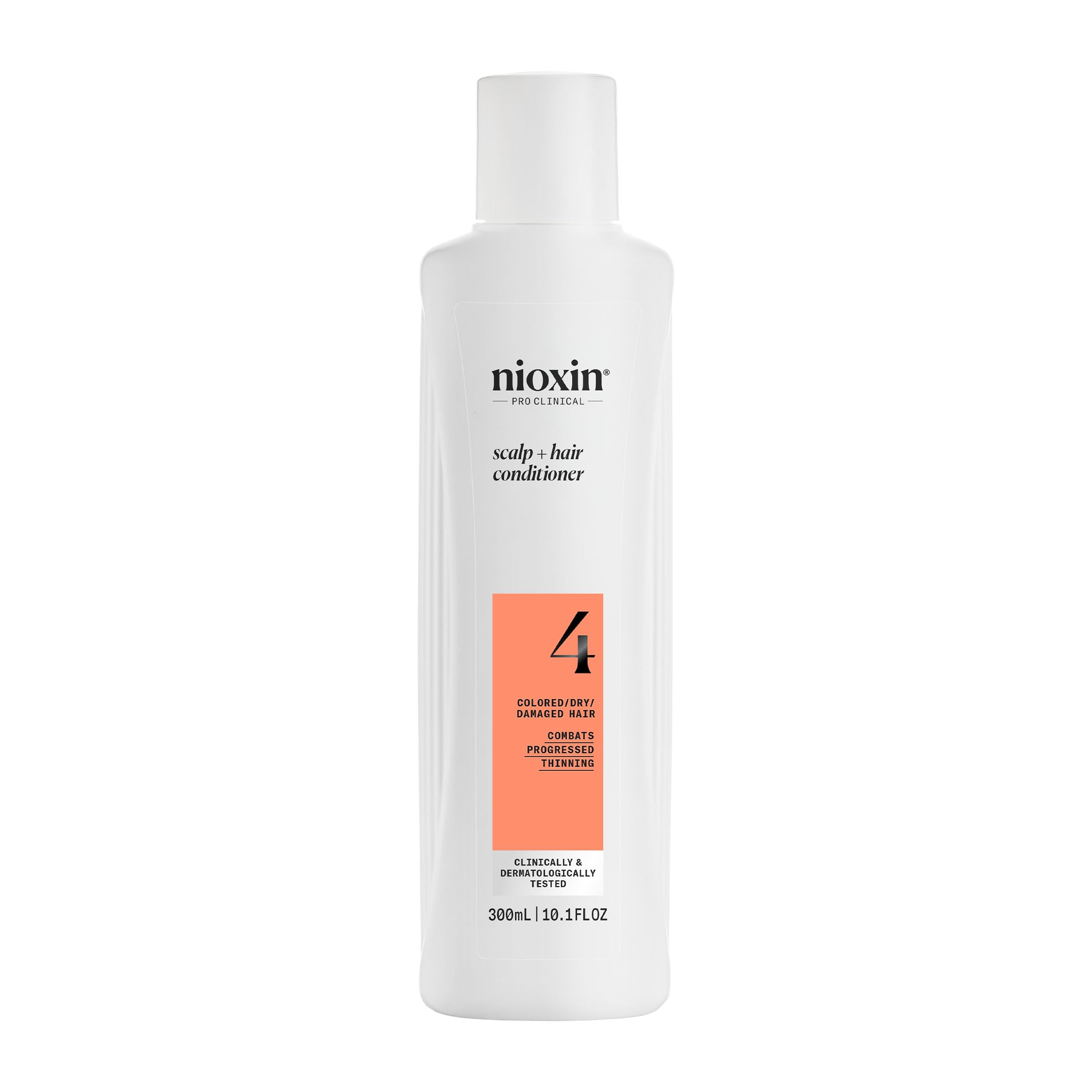 Nioxin System 4 conditioner bottle front view for thicker, fuller-looking hair.