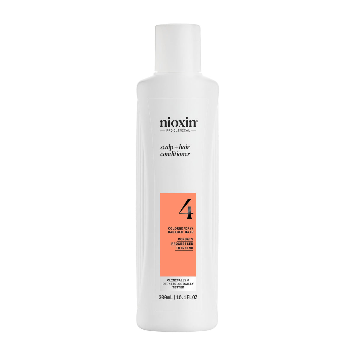 Nioxin System 4 conditioner bottle front view for thicker, fuller-looking hair.