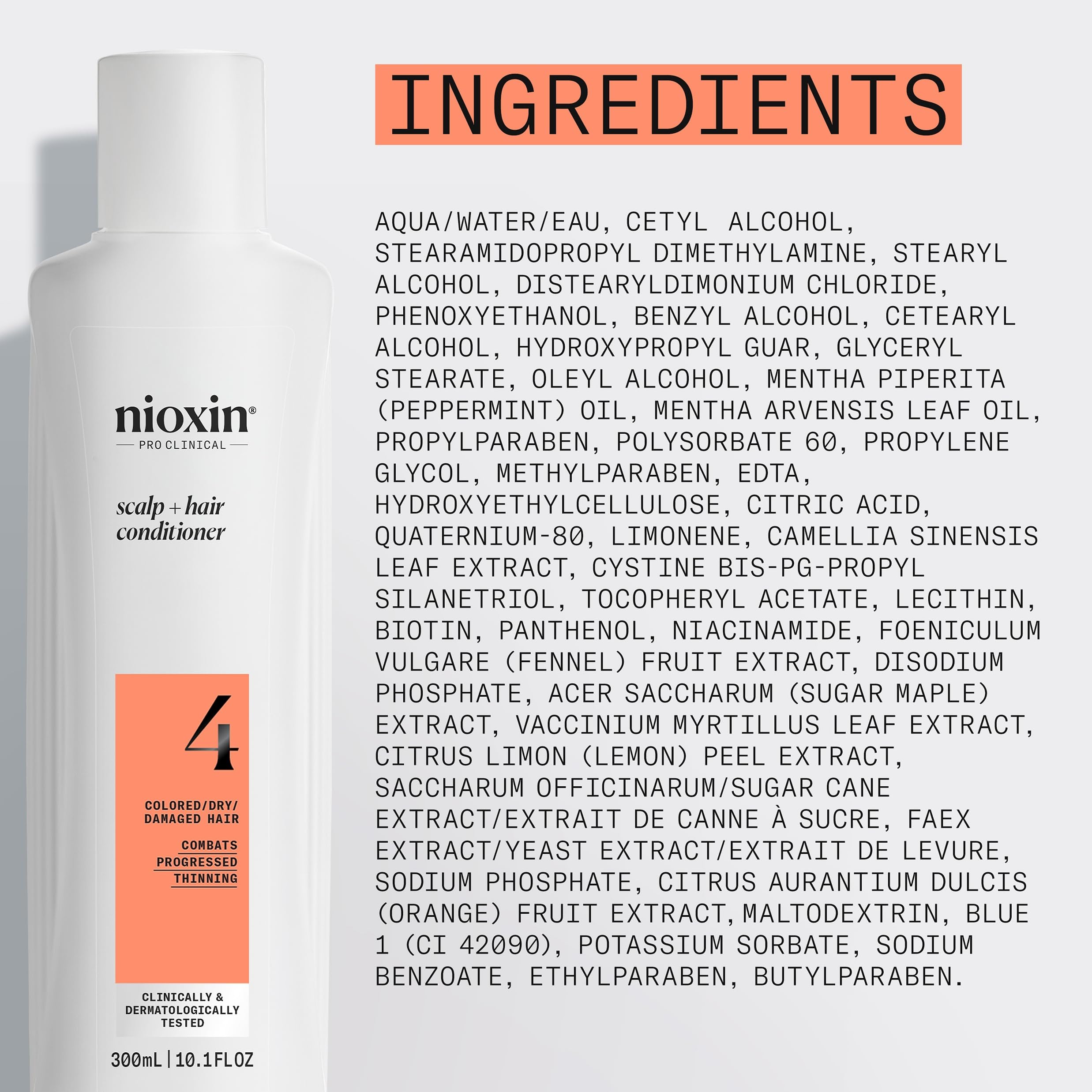 Nioxin System 4 conditioner cap-detail on bottle.