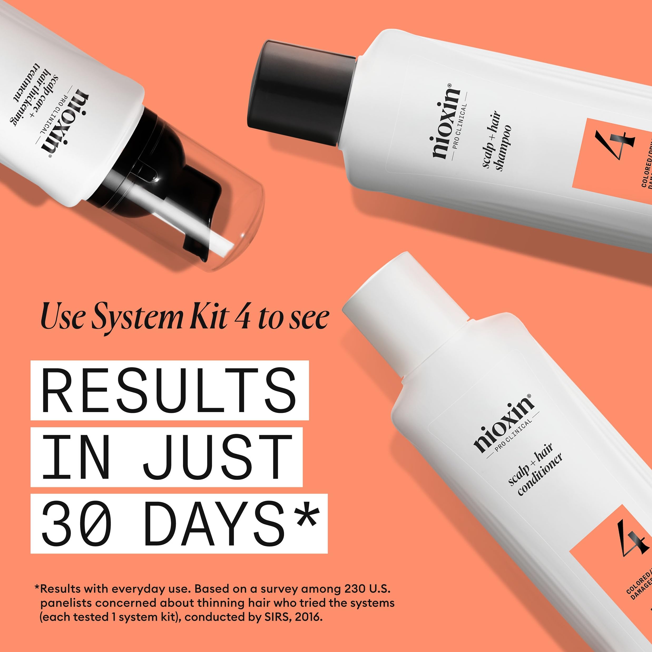 Nioxin System 4 conditioner wet-hair application demonstrated on scalp.