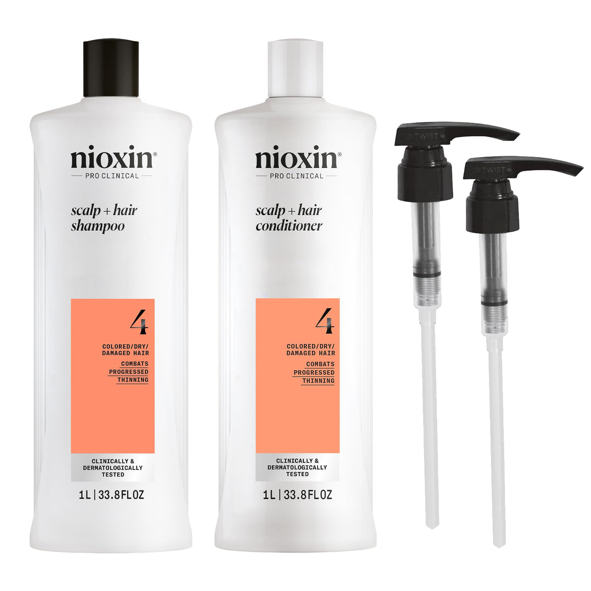 Nioxin System 4 shampoo bottle for colored hair cleansing and protection.