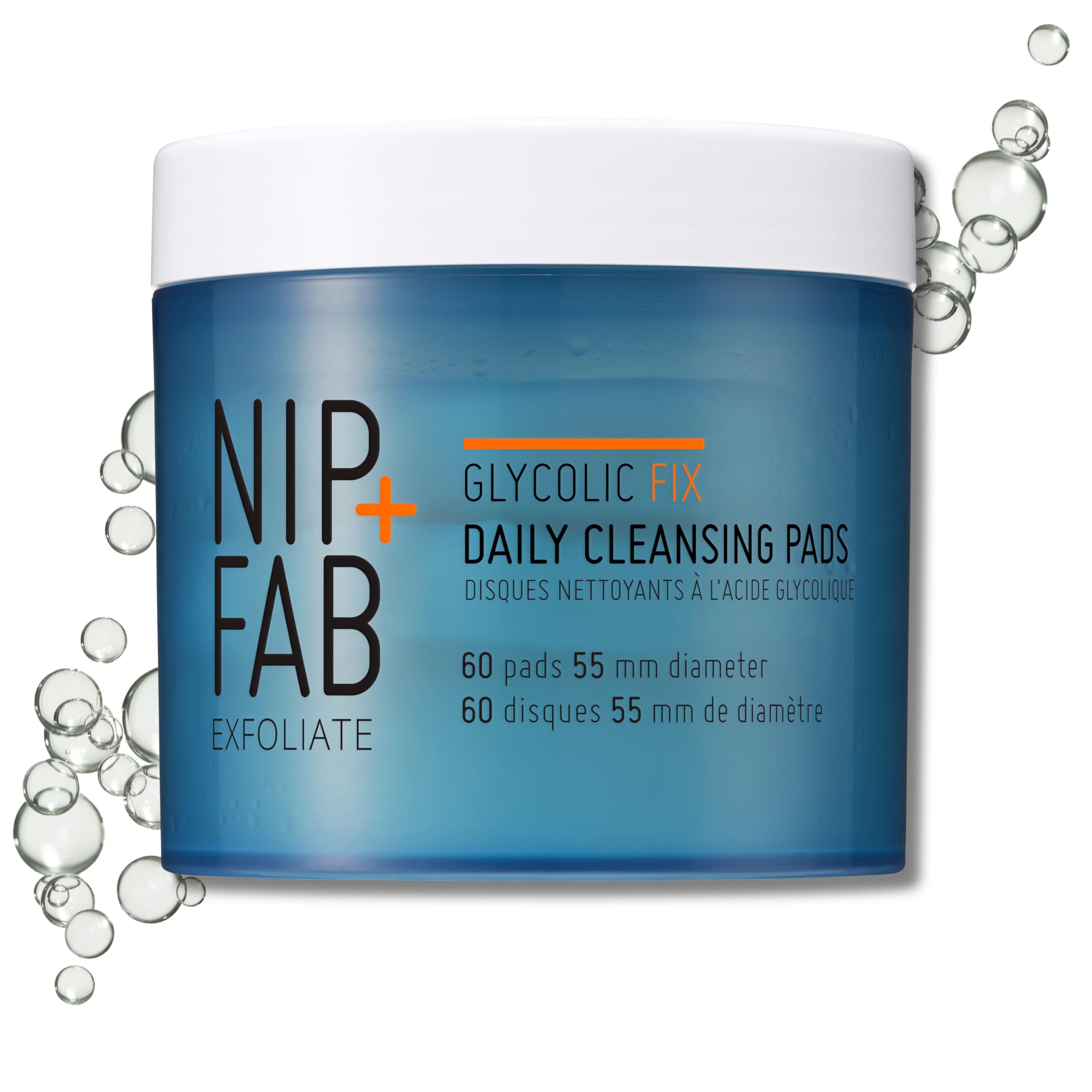 Nip+Fab caja de discos glicólico diarios para limpieza facial.