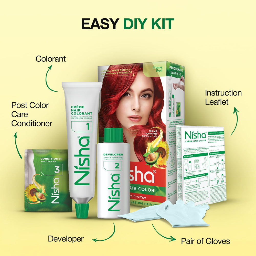 Nisha Flame Red conditioner included to seal and shine