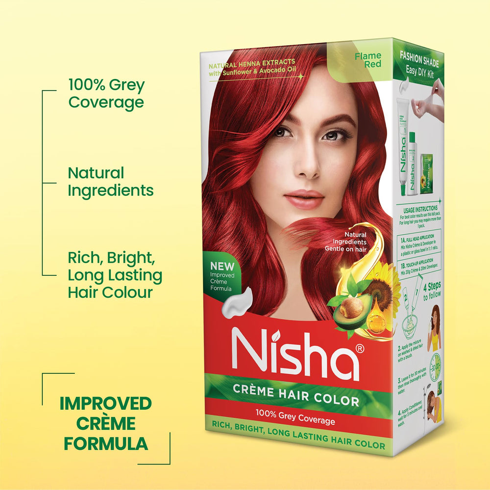 Creamy Nisha Flame Red color texture ready to apply for smooth results