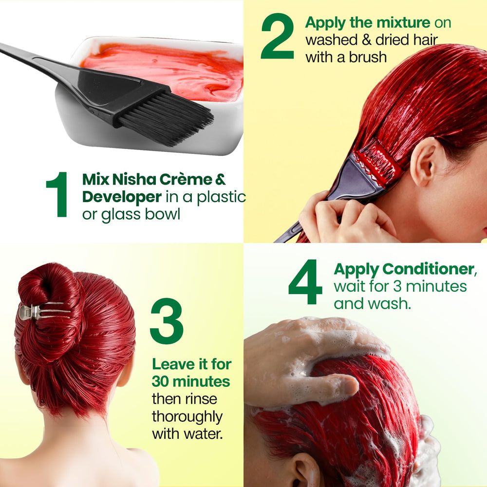 Nisha Creme Hair Color Flame Red gloves for clean coloring