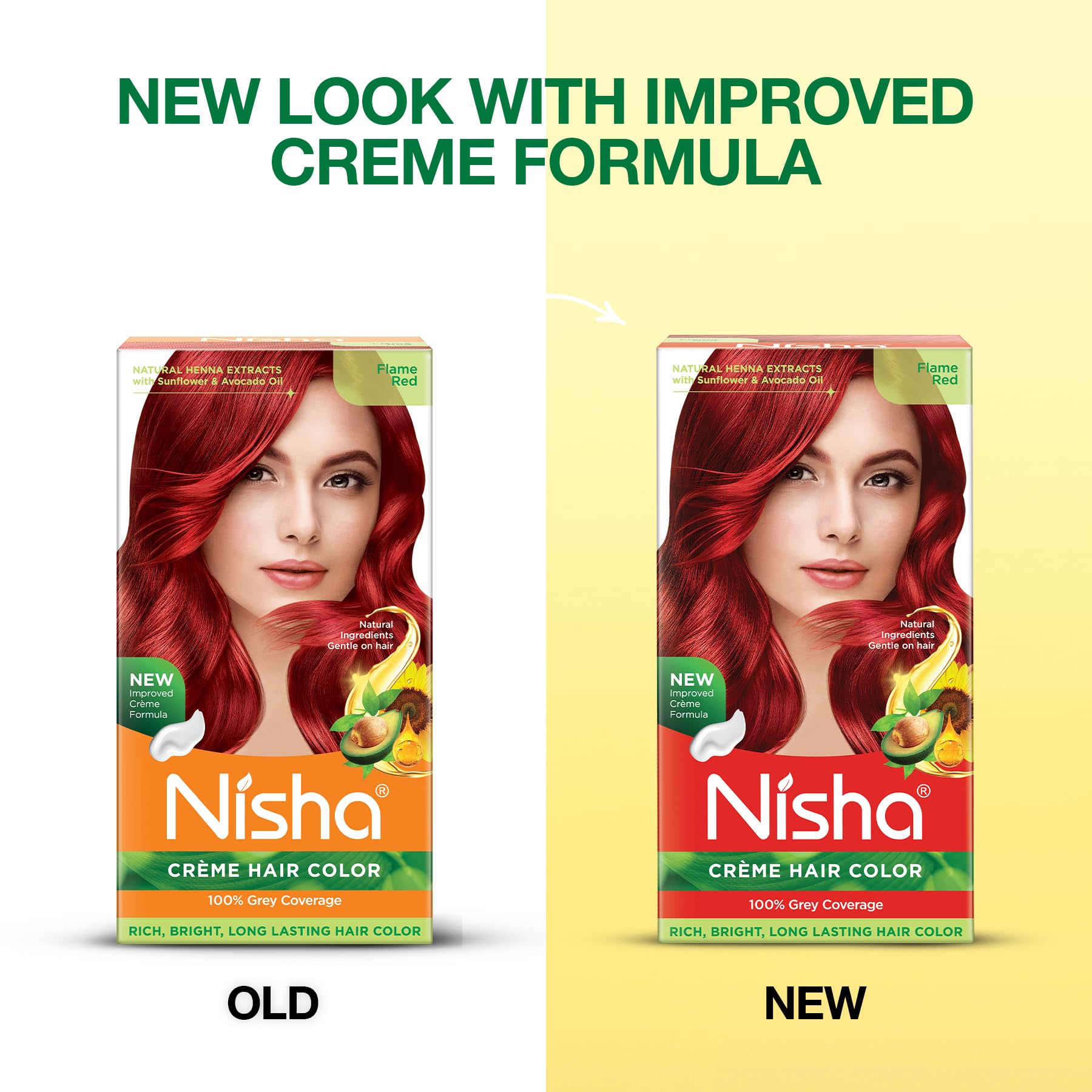 Shiny Flame Red finish from Nisha Creme Hair Color on styled hair