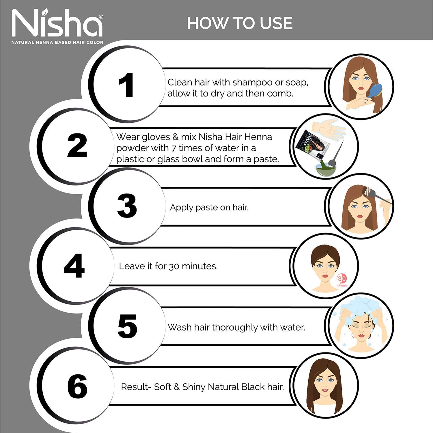 Nisha ingredients like amla and hibiscus nourish hair during color
