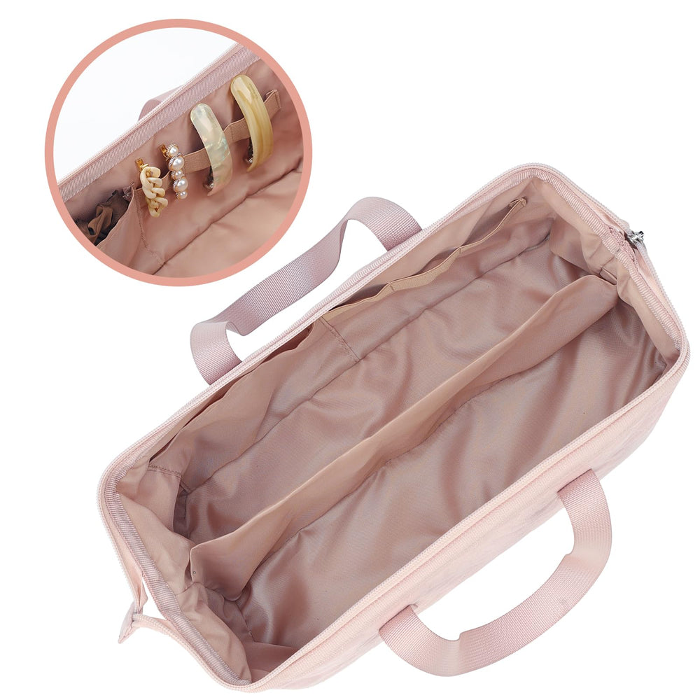 NISHEL Hair Tools Travel Bag partition keeps wand and dryer separate