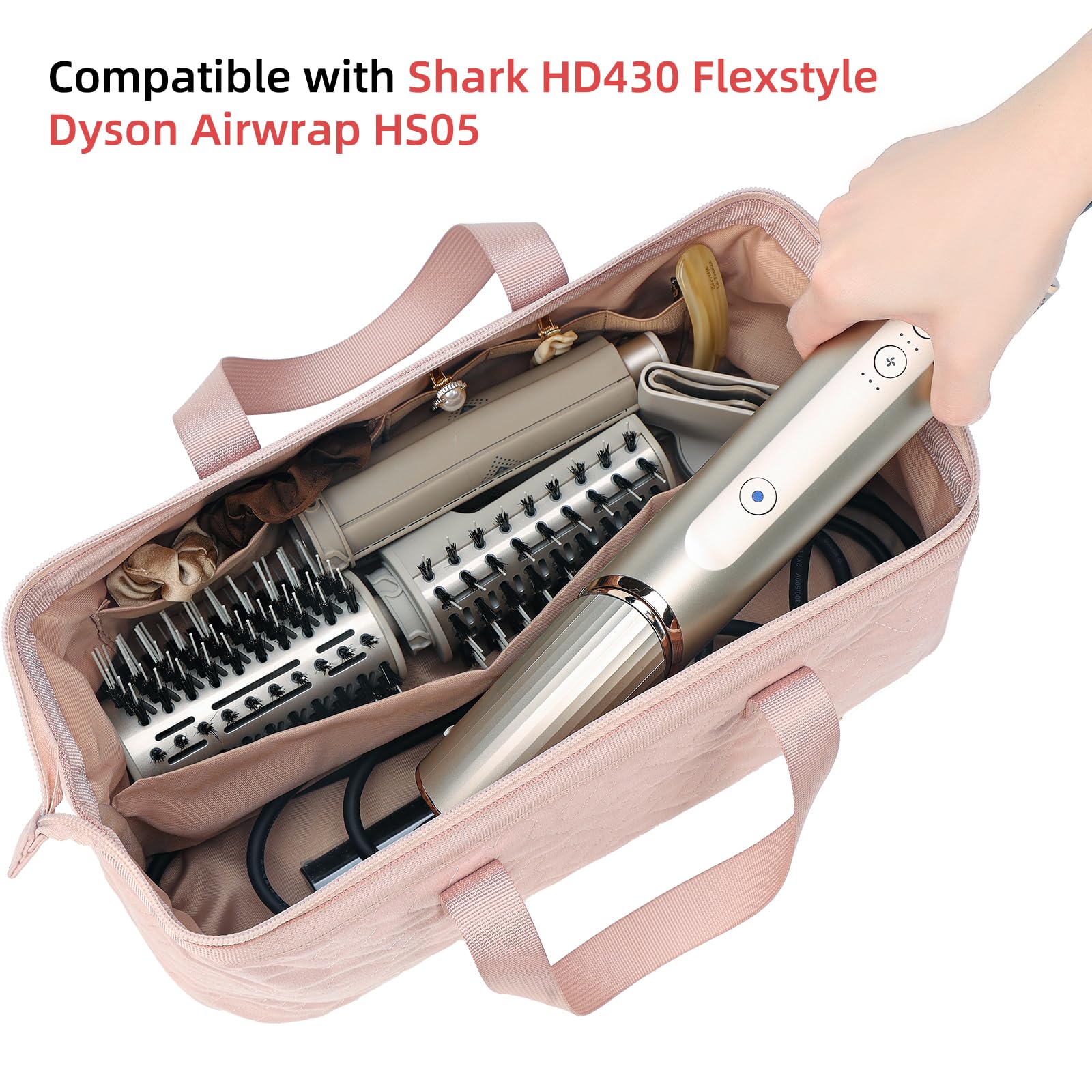 NISHEL Hair Tools Travel Bag wide opening for quick retrieval of tools