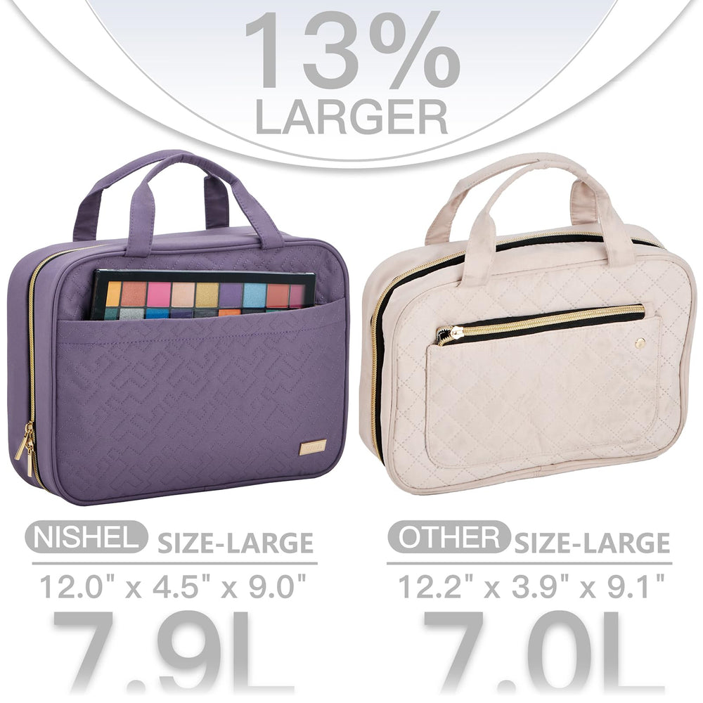 NISHEL travel bag hanging on a hook for quick access.