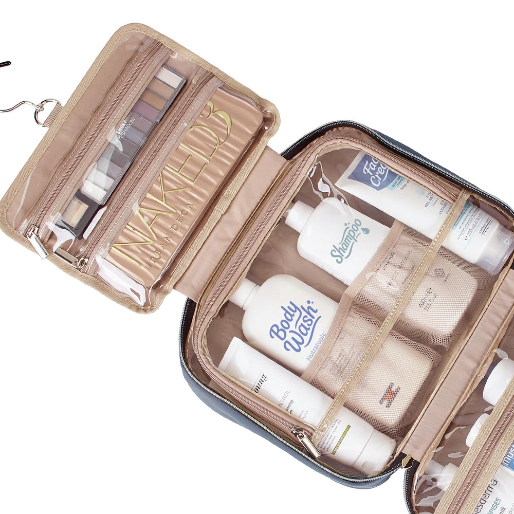 NISHEL bag elastic pockets maximize organization for cosmetics.