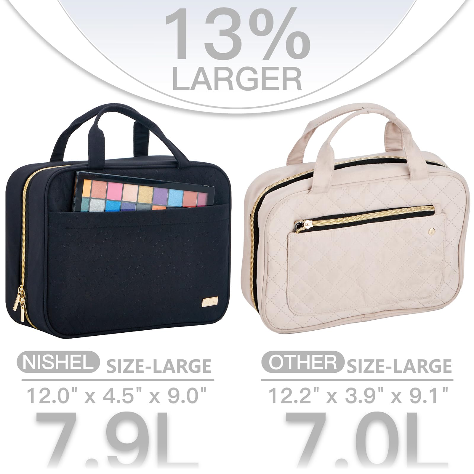 NISHEL bag open with four compartments for tidy packing