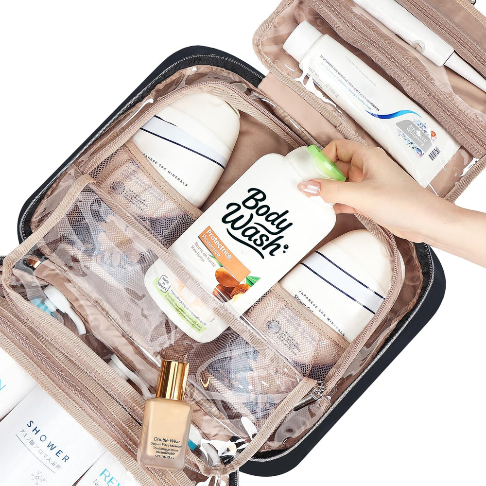NISHEL travel toiletry bag hanger hook for easy hanging in bathrooms or hotel rooms.