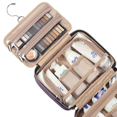 NISHEL purple bag front pocket for quick access to makeup brushes.