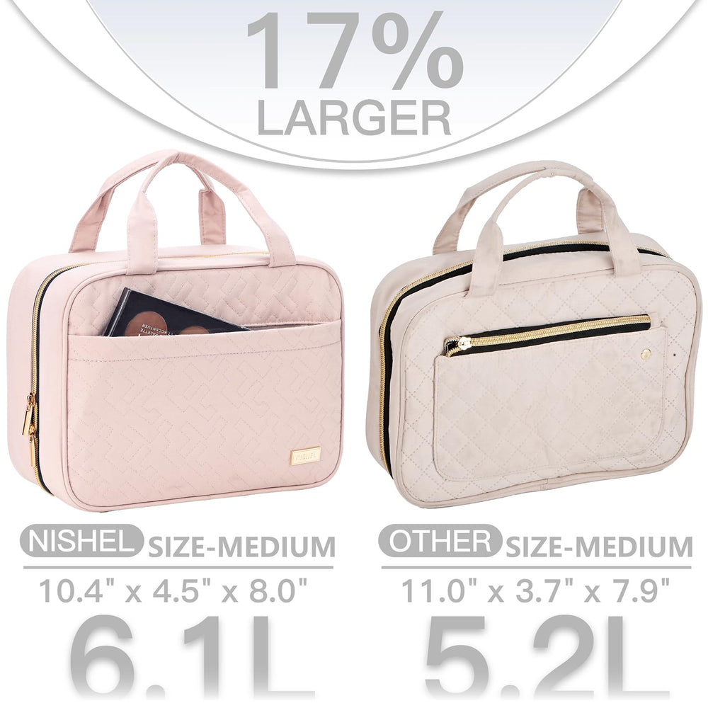 NISHEL travel toiletry bag transparent window speeds security screening by exposing contents clearly.