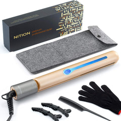 NITION ceramic tourmaline iron front view for quick, smooth styling.