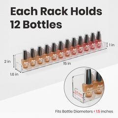 Clear acrylic shelf preserves a minimalist look while showcasing bottles.
