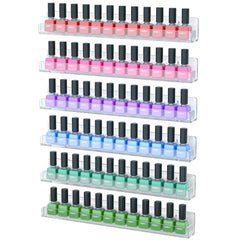 NIUBEE wall-mounted nail polish rack shows clear acrylic display for easy color selection.
