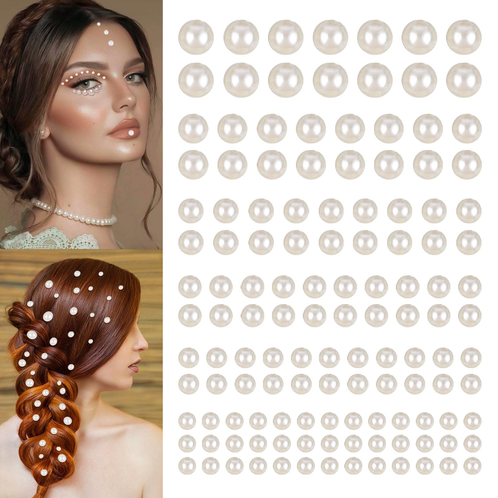 NIUBIER perlas para cabello, adhesión fuerte y brillo suave para peinado