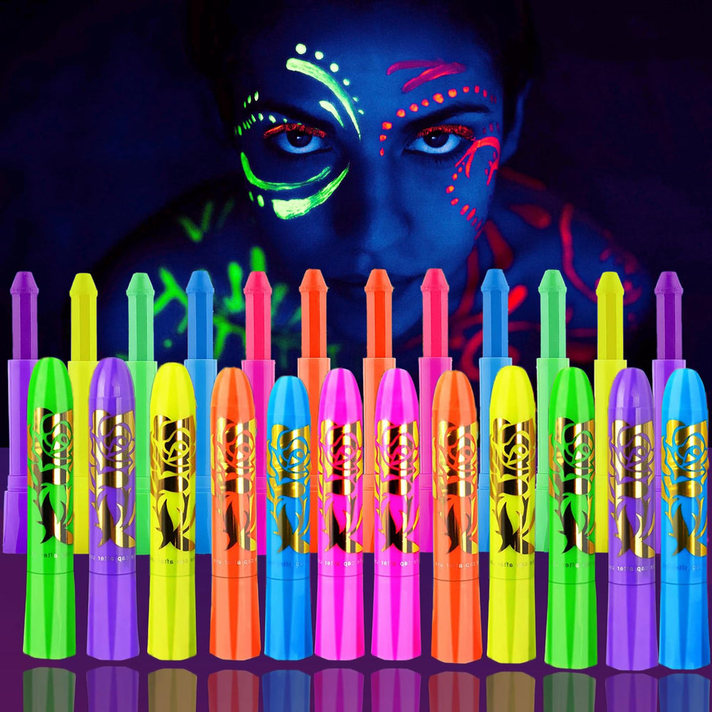 NIUEFH pintura neon para cara y cuerpo, colores intensos para fiestas.