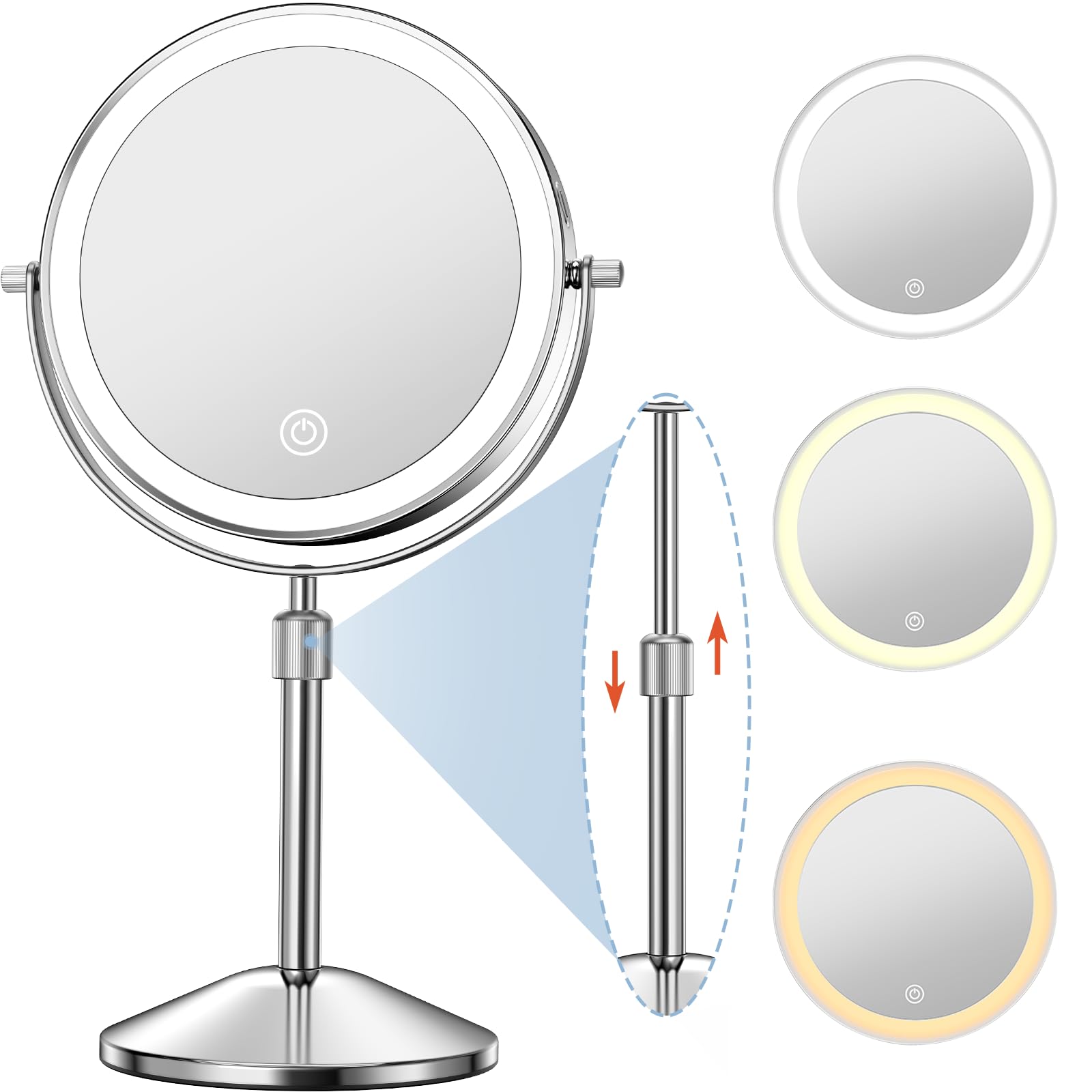 Niuphia vanity mirror 7-inch front view with lights for precise makeup application.