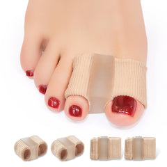 Niupiour gel bunion separator with fabric lining for cushioned toe realignment.