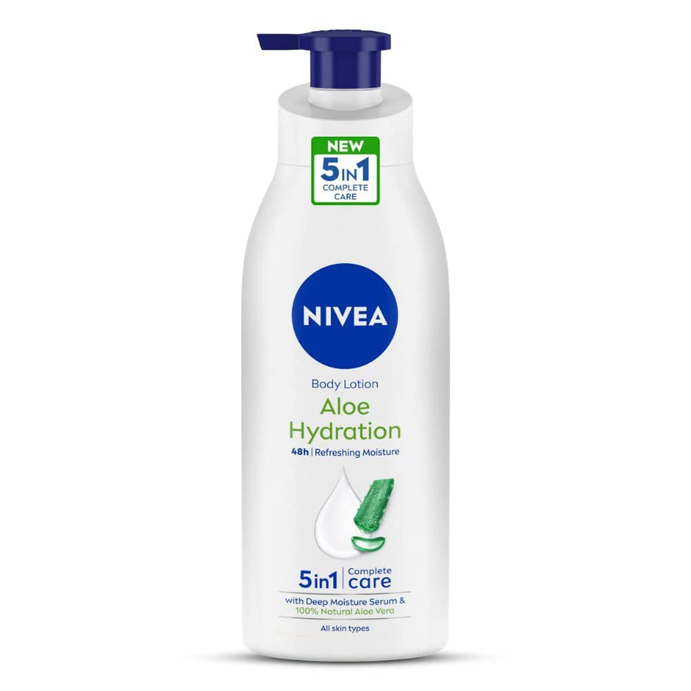 NIVEA Aloe Hidratación en bote de 400 ml para hidratación suave diaria.