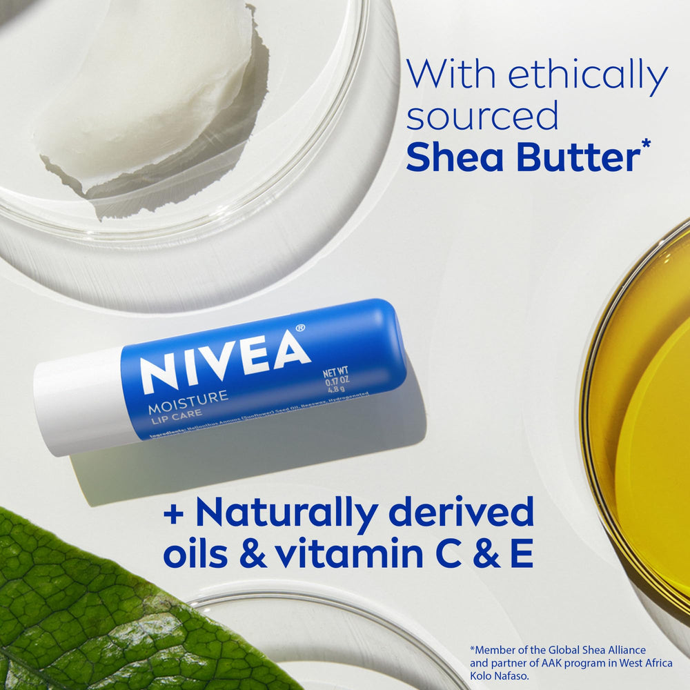 Bálsamo labial NIVEA dermatológicamente probado para compatibilidad con la piel.