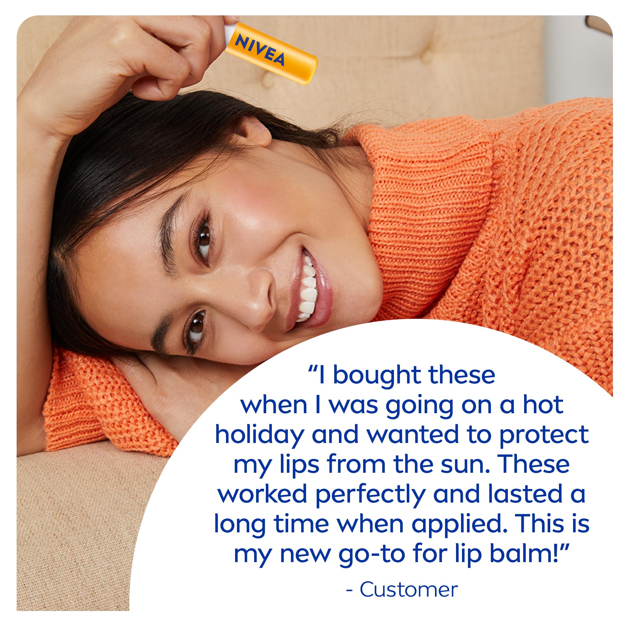 NIVEA bálsamo labial SPF30, cobertura ligera y natural.