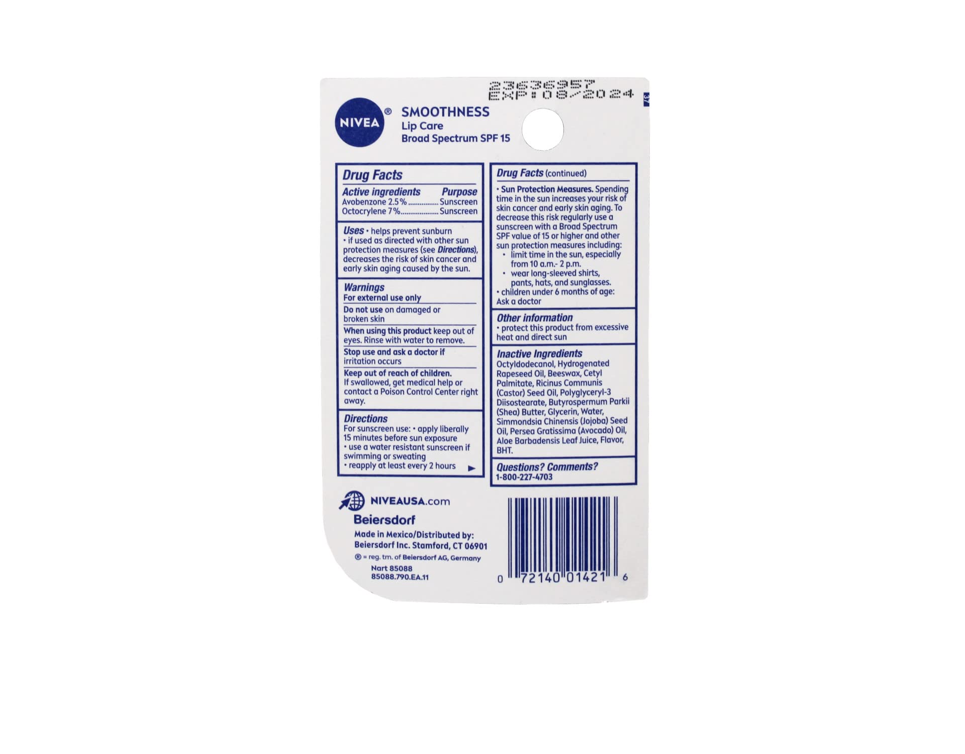 NIVEA Bálsamo labial protección solar SPF 15 para días soleados.