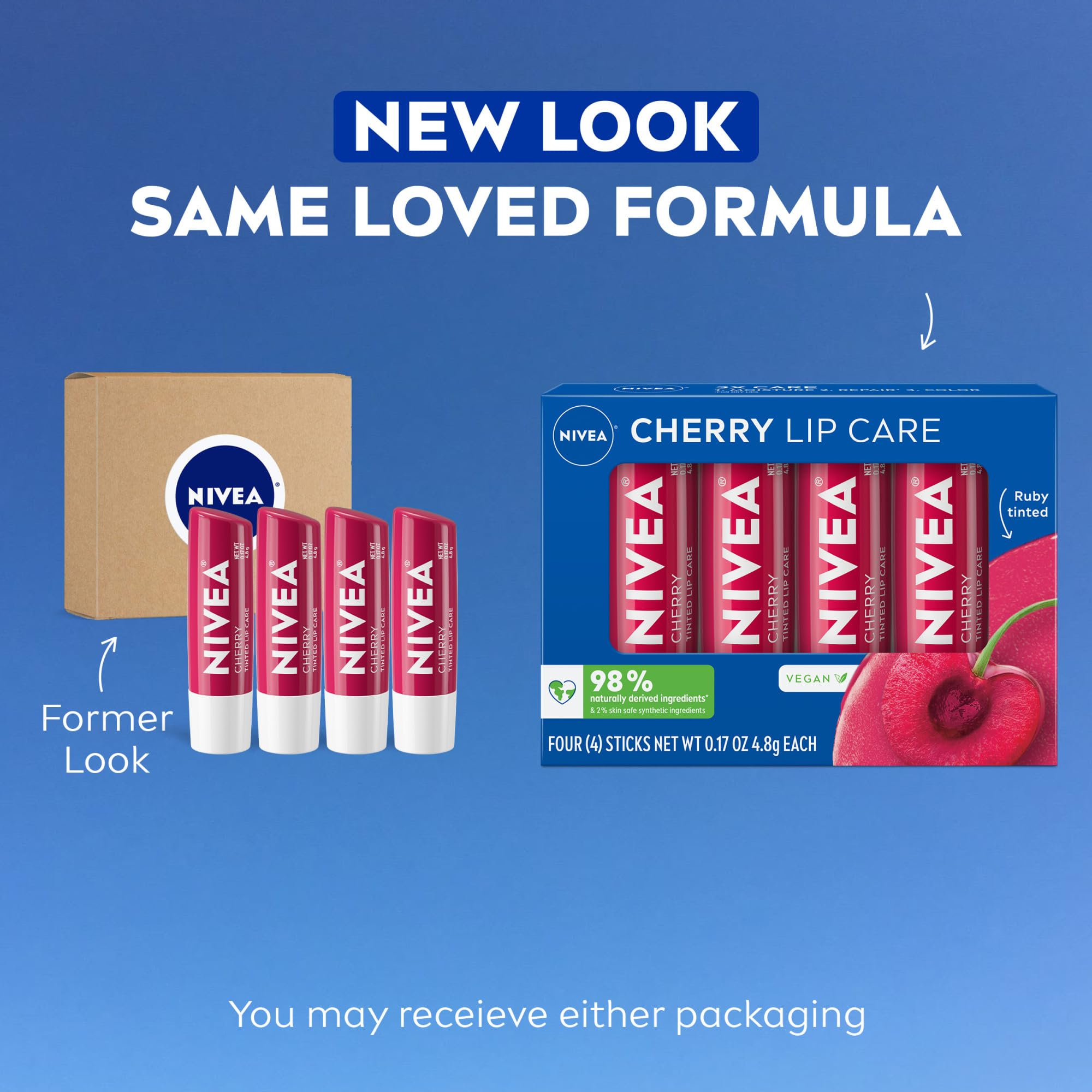 Textura hidratante de NIVEA Cereza para labios suaves.