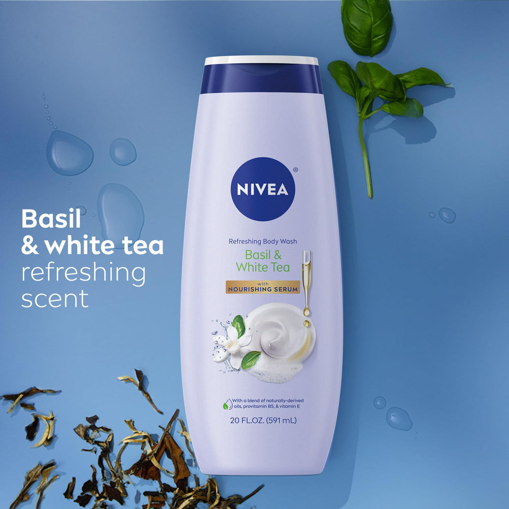 NIVEA Biodegradable bottle icon communicates sustainability alongside moisturizing formula.
